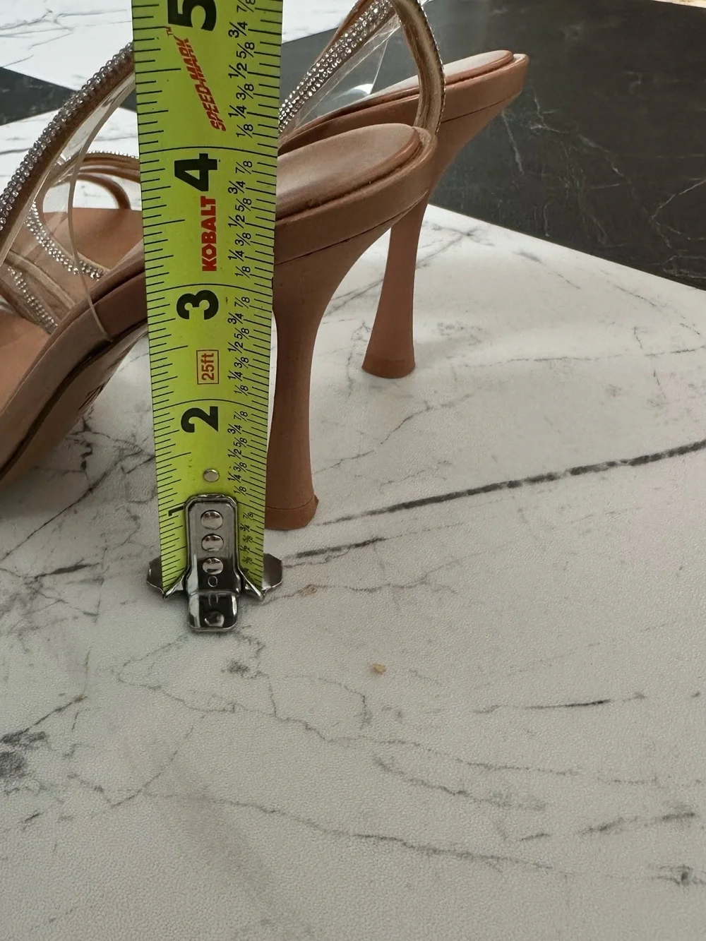 Zara Tan Pointed Slingback Heels with Crystal Straps